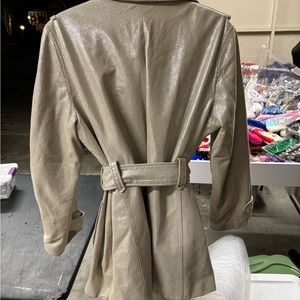 Chico’s Genuine Leather Size 3 Gold Belted Jacket